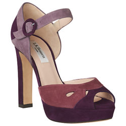 L.K. Bennett Eli Block Heeled Sandals Raisin Pink